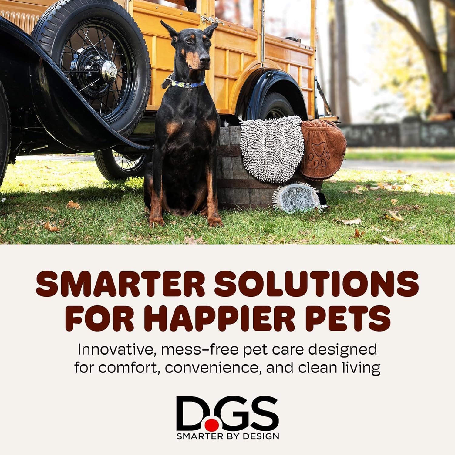 the Dirty Dog Shammy - Antimicrobial Microfiber, Fast-Drying Plush Dog Towel with Dual Hand Pockets & Elastic - Super Absorbent, Odor-Resistant, Machine Washable - 31×13 In, Grey